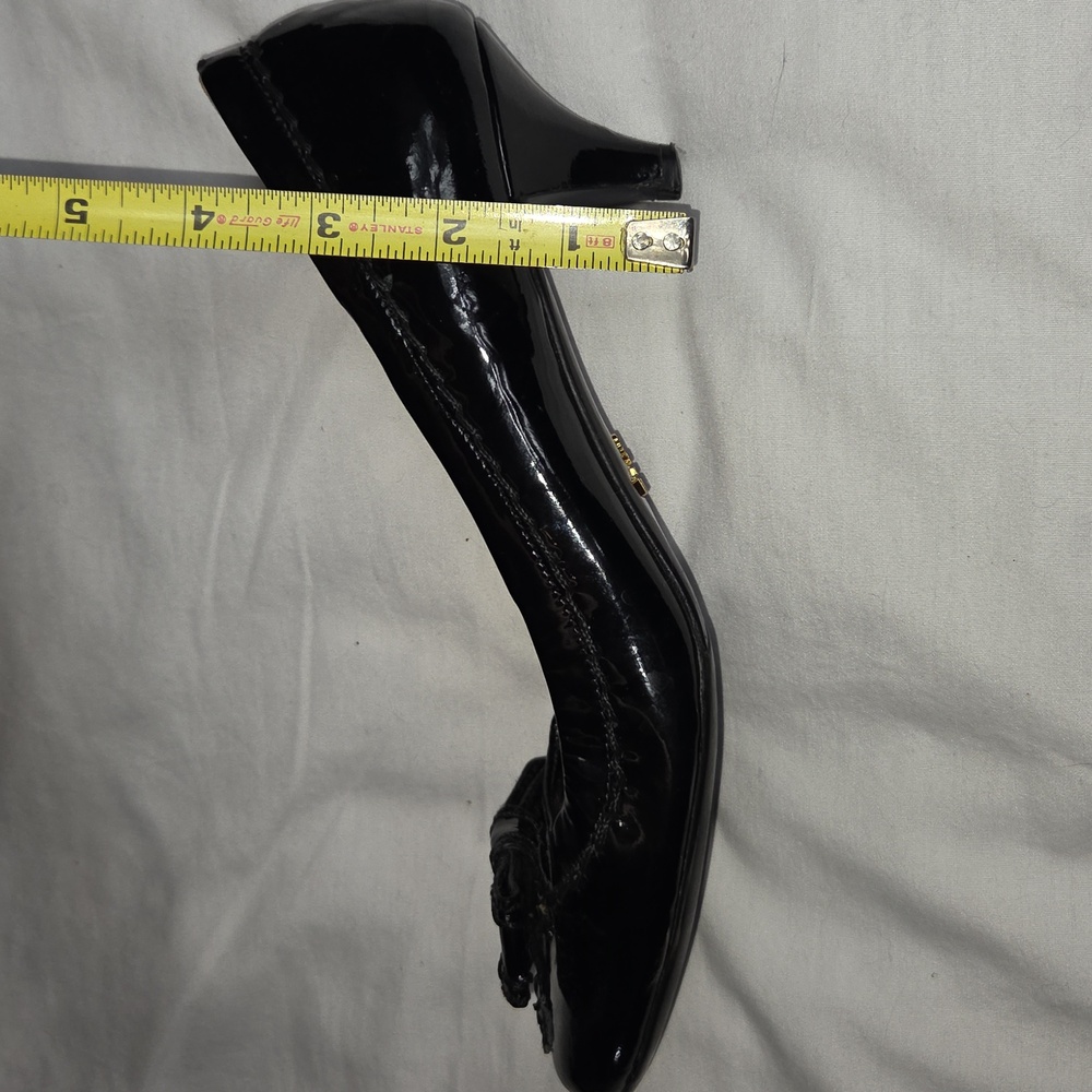 PRADA Black Patent Leather Kitten Heels with Bow 38 1/2 - Picture 10 of 12
